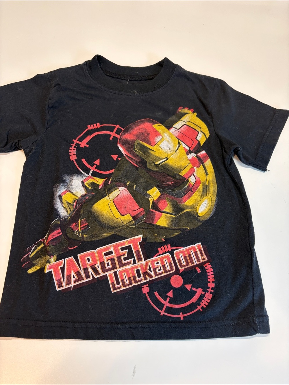 Marvel Iron Man 3 Logo Tee - Black with Red & Gold Accents
